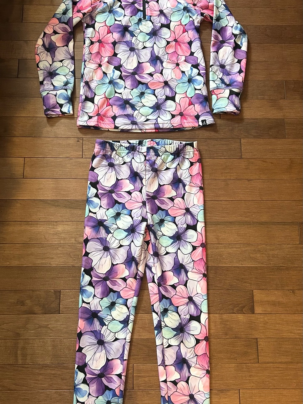 Kids Floral Long Sleeve Pajama Set - Pink, Purple, Blue